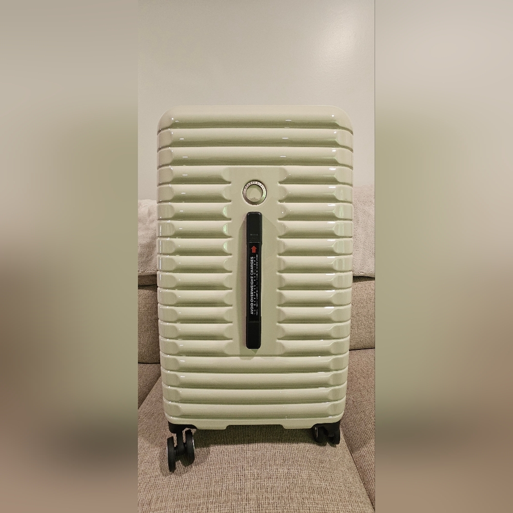 Delsey Beige Trunk Style Luggage, Lightweight With Weight Indicator, TSA Locks